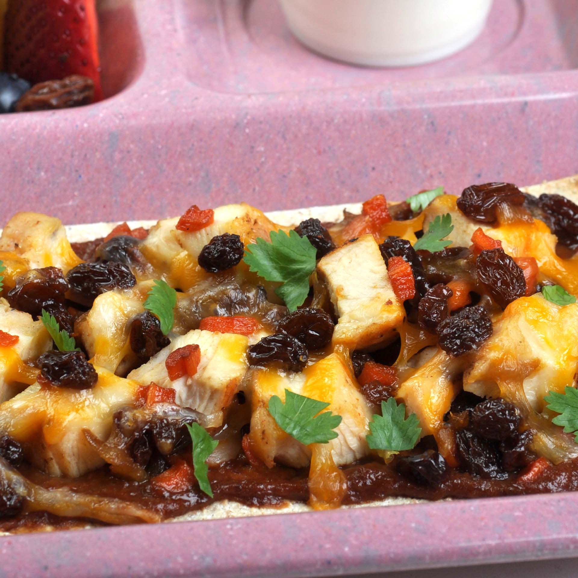 Mole Chicken and Raisin Flatbread - California Raisins