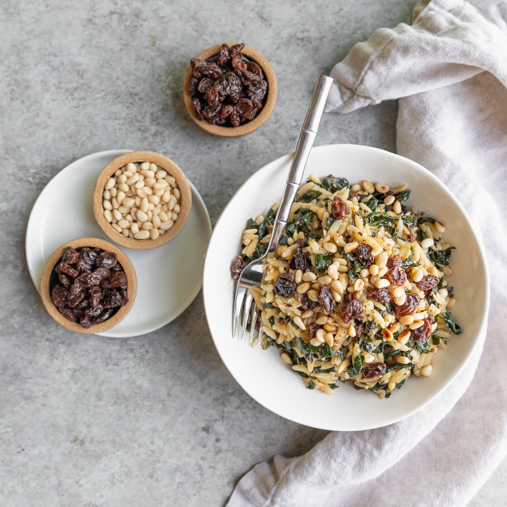 Sicilian Orzo Pasta with Kale and Raisins - California Raisins